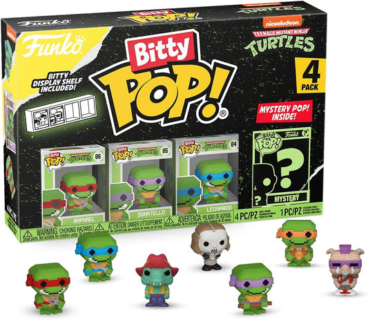 Funko Bitty POP! Teenage Mutant Ninja Turtles - 8-Bit Raphael, 8-Bit Donatello, 8-Bit Leonardo and A Surprise Mystery Mini Figure