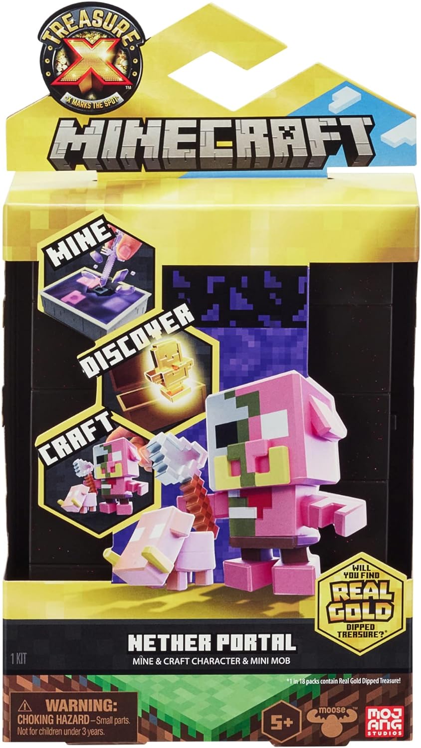 TREASURE X Minecraft Nether Portal Mine and Craft Character and Mini Mob