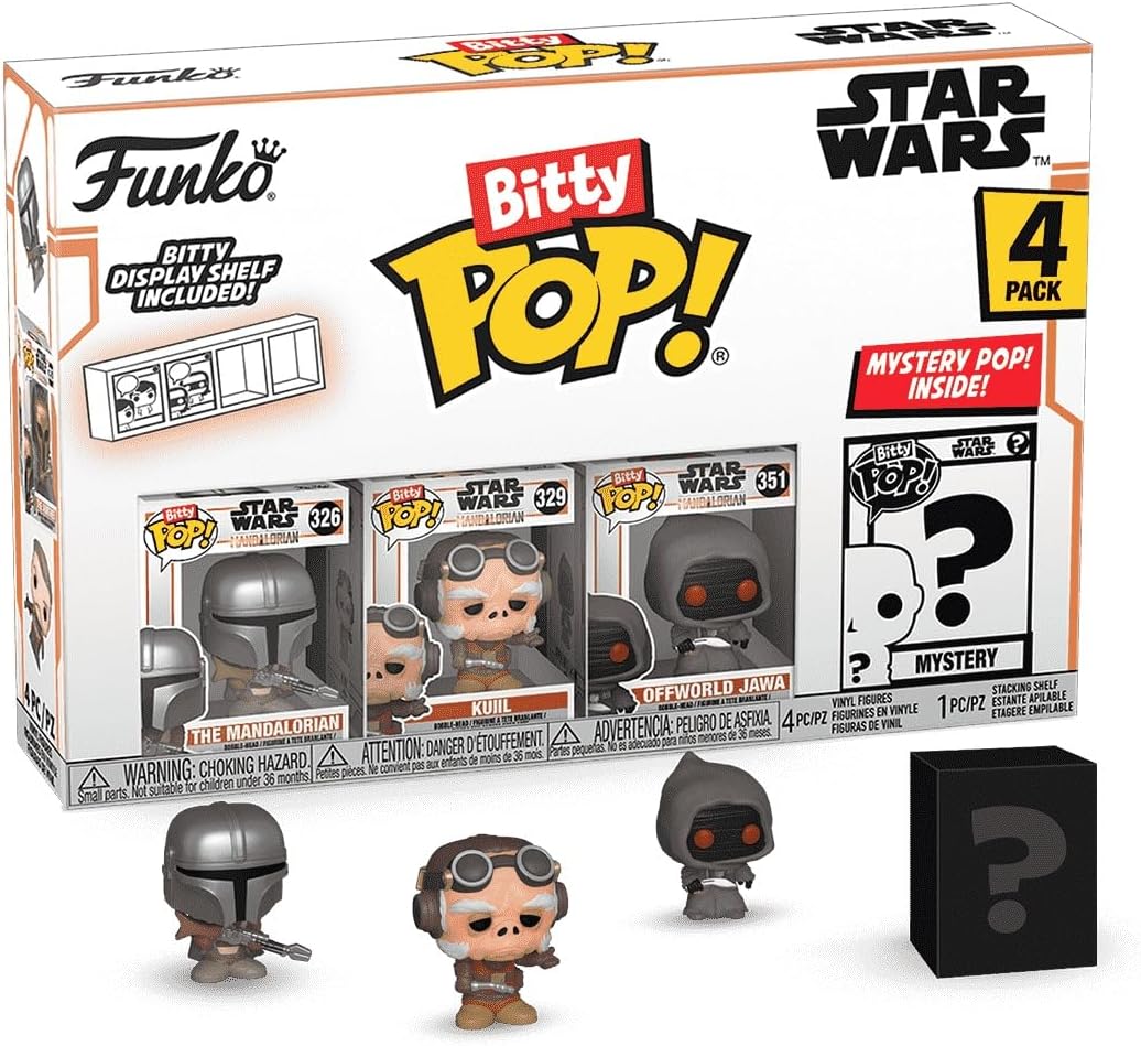 Funko Bitty POP!: Mandalorian - The Mandalorianª, Bitty Pop! Kuiilª, Bitty Pop! Offworld Jawaª, and a mystery Bitty Pop! Figure