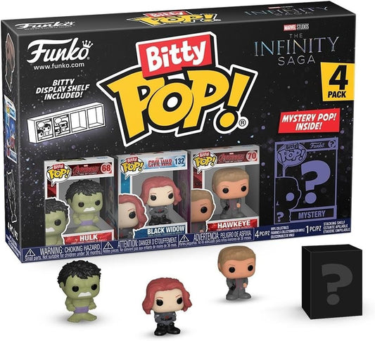 Funko Bitty Pop! Marvel - Hulk 4PK - Hulk, Black Widow, Hawkeye and A Surprise Mystery Mini Figure