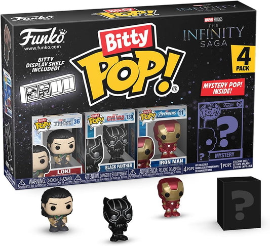 Funko Bitty Pop! Marvel - Loki 4PK - Loki, Black Panther, Iron Man (VII) and A Surprise Mystery Mini Figure