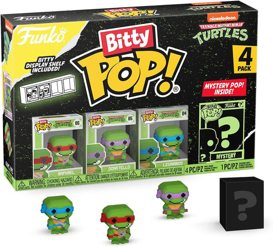 Funko Bitty POP! Teenage Mutant Ninja Turtles - 8-Bit Raphael, 8-Bit Donatello, 8-Bit Leonardo and A Surprise Mystery Mini Figure