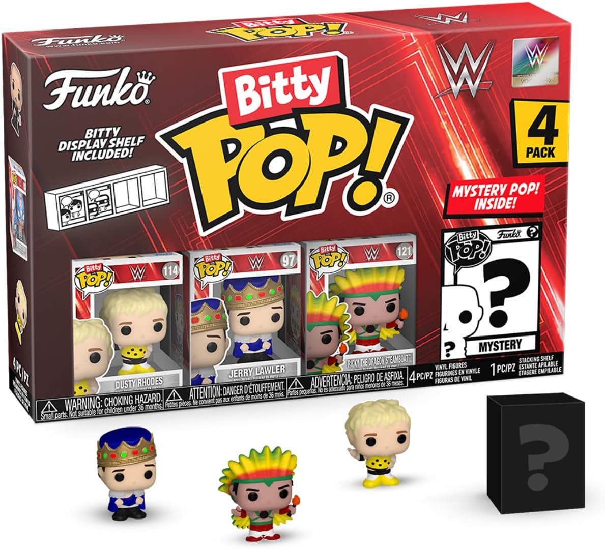 Funko Bitty POP!: WWE - Dusty Rhodes, Bitty Pop! Jerry Lawler¨, Bitty Pop! Ric Flair, and a mystery Bitty Pop! Figure