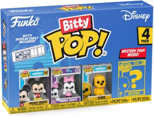 Funko Bitty POP! Disney - Mickey Mouse, Minnie Mouse (pink Dress), Pluto and A Surprise Mystery Mini Figure