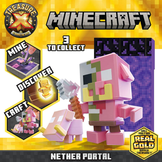 TREASURE X Minecraft Nether Portal Mine and Craft Character and Mini Mob