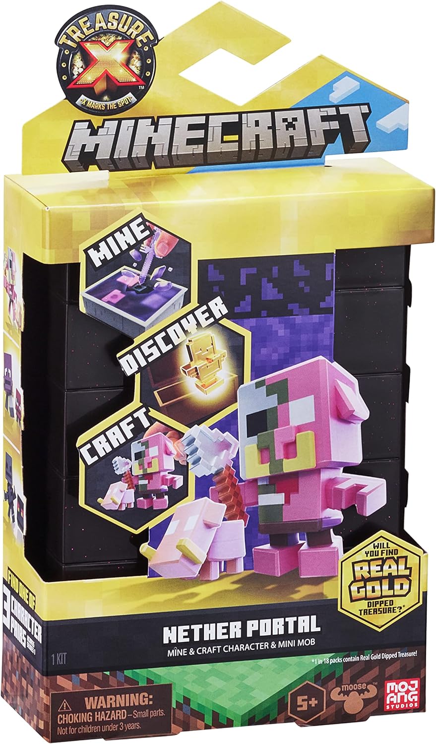 TREASURE X Minecraft Nether Portal Mine and Craft Character and Mini Mob