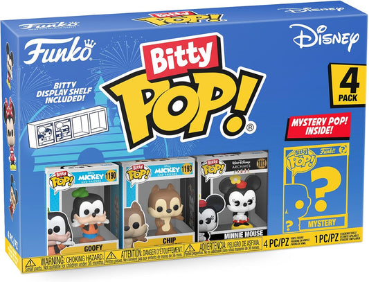 Funko Bitty POP! Disney - Goofy, Chip, Minnie Mouse (hands Folded) and A Surprise Mystery Mini Figure